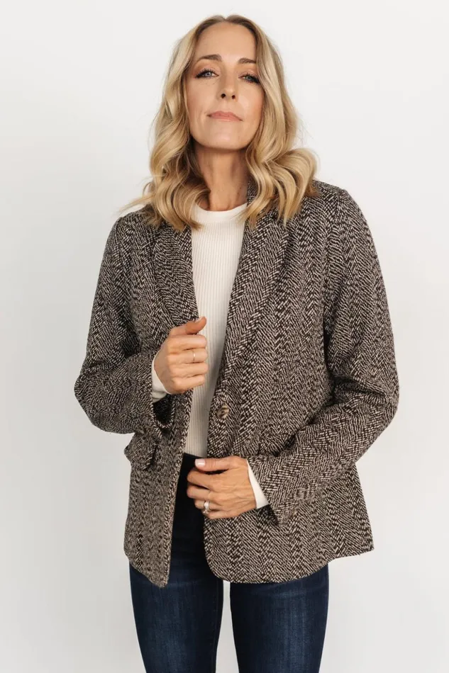 Baltic Born Outerwear Owen Blazer Mocha Print 8211 Women Baltic Born Outerwear Owen Blazer Mocha Print 8211 Women