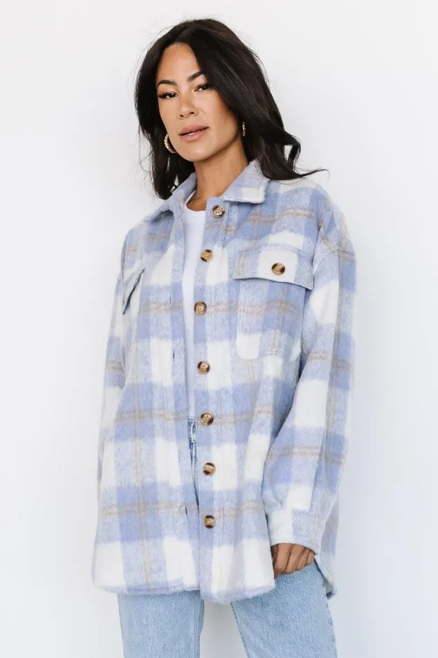 Baltic Born Outerwear Sharon Plaid Shacket Blue Off White 8211 Women