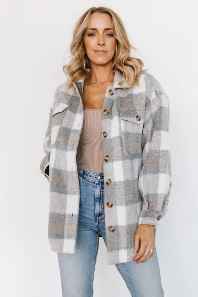 Baltic Born Outerwear Sharon Plaid Shacket Gray White 8211 Women Baltic Born Outerwear Sharon Plaid Shacket Gray White 8211 Women