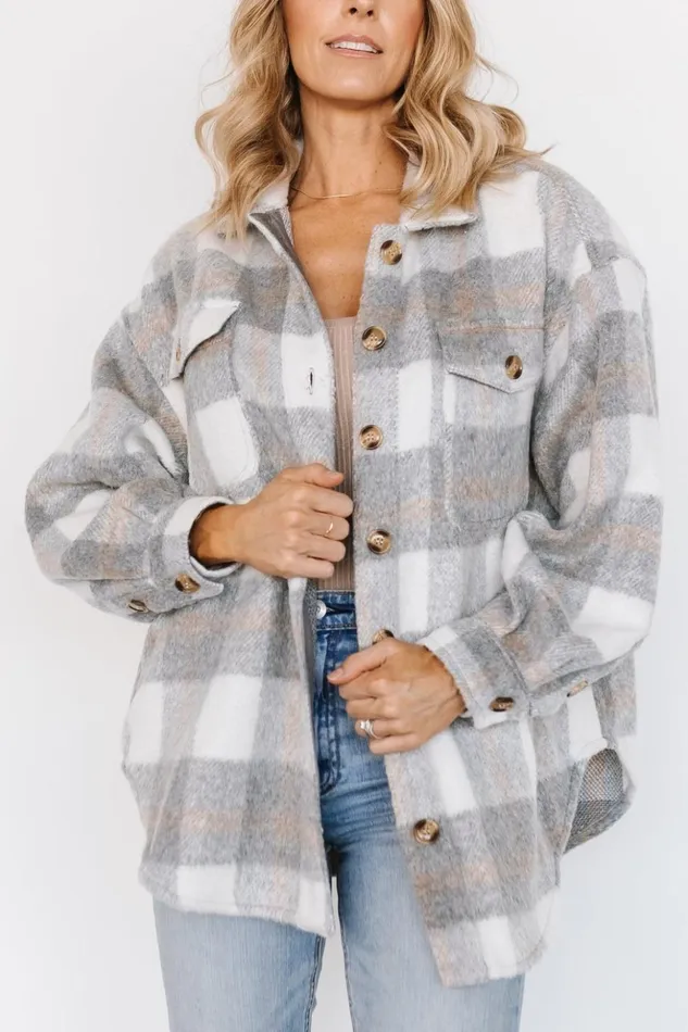 Baltic Born Outerwear Sharon Plaid Shacket Gray White 8211 Women Baltic Born Outerwear Sharon Plaid Shacket Gray White 8211 Women