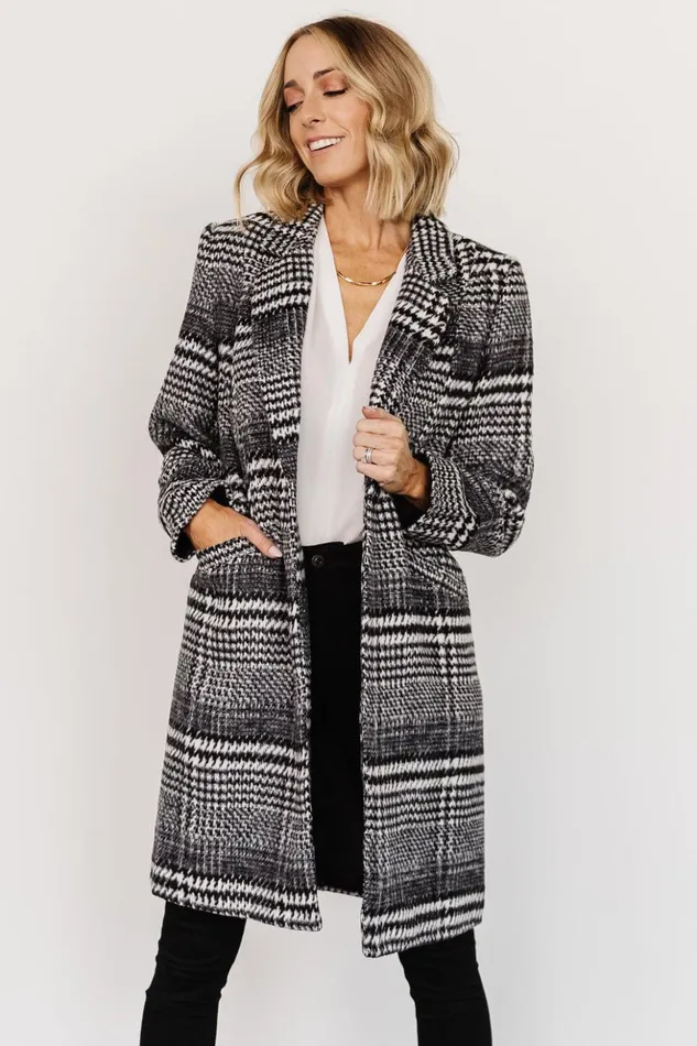 Baltic Born Outerwear Townley Houndstooth Coat Black Off White 8211 Women