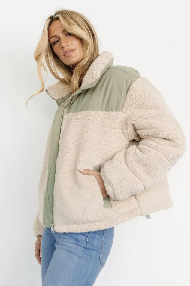 Baltic Born Outerwear Weekender Sherpa Puffer Jacket Oatmeal Sage 8211 Women