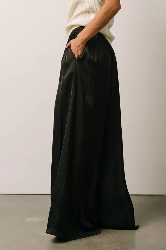 Baltic Born Pants Jayla Palazzo Satin Pant Black 8211 Women Baltic Born Pants Jayla Palazzo Satin Pant Black 8211 Women