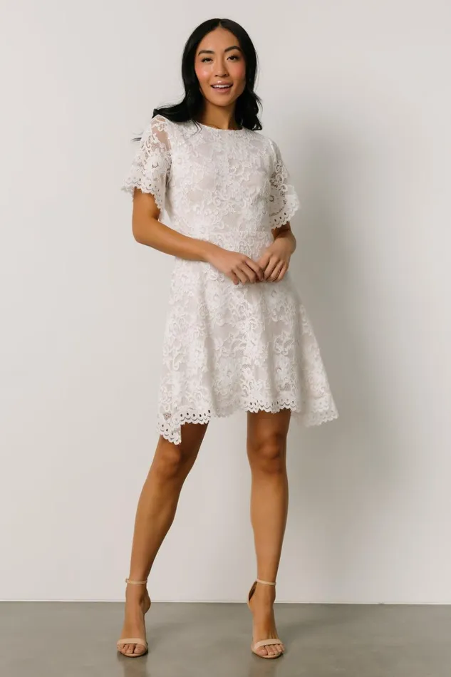 Baltic Born Short Dresses Aasha Lace Short Dress Off White 8211 Women