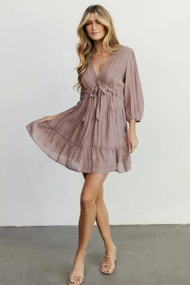 Baltic Born Short Dresses Amelia Boho Mini Dress Dusty Lavender 8211 Women Baltic Born Short Dresses Amelia Boho Mini Dress Dusty Lavender 8211 Women