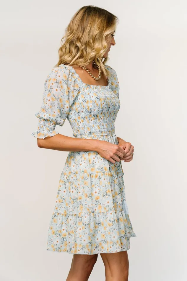 Baltic Born Short Dresses Azlyn Smocked Short Dress Light Blue Floral 8211 Women Baltic Born Short Dresses Azlyn Smocked Short Dress Light Blue Floral 8211 Women