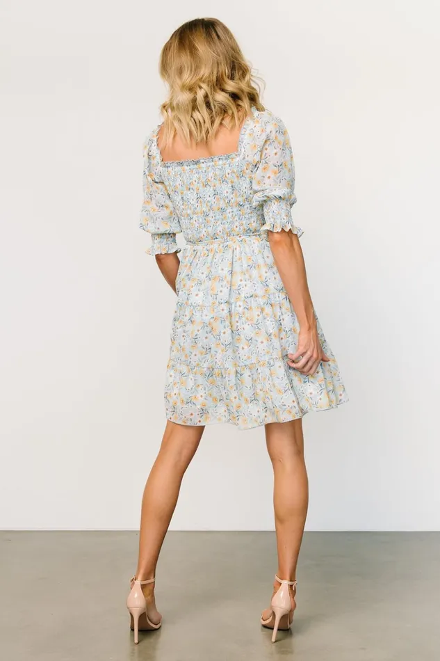Baltic Born Short Dresses Azlyn Smocked Short Dress Light Blue Floral 8211 Women Baltic Born Short Dresses Azlyn Smocked Short Dress Light Blue Floral 8211 Women