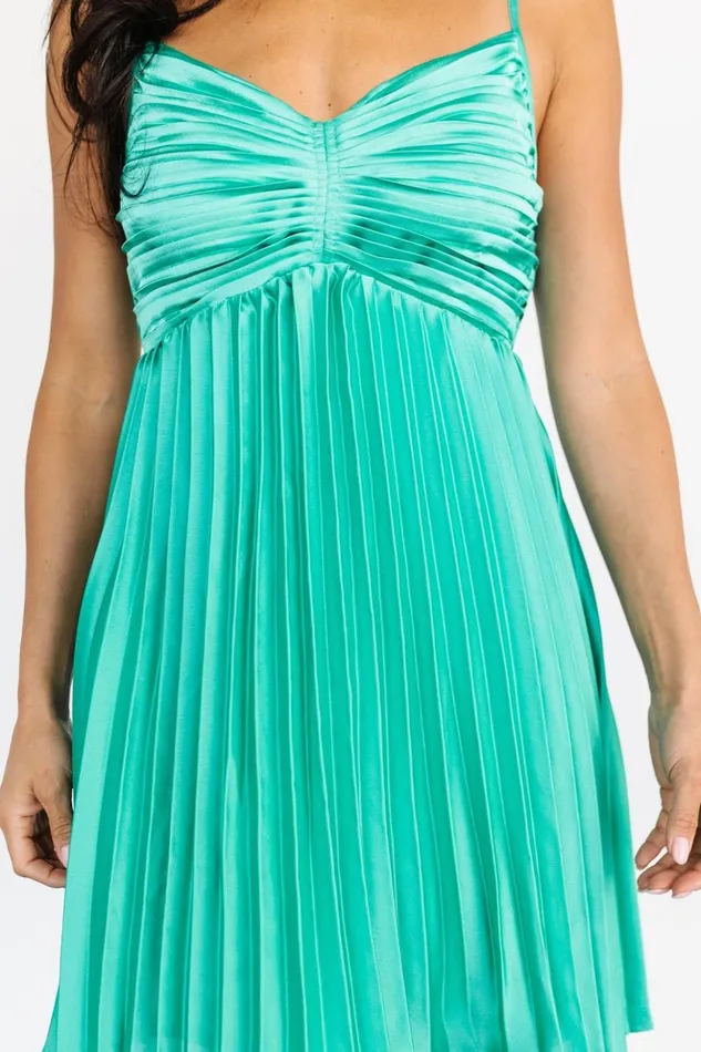 Baltic Born Short Dresses Balboa Pleated Mini Dress Green 8211 Women Baltic Born Short Dresses Balboa Pleated Mini Dress Green 8211 Women