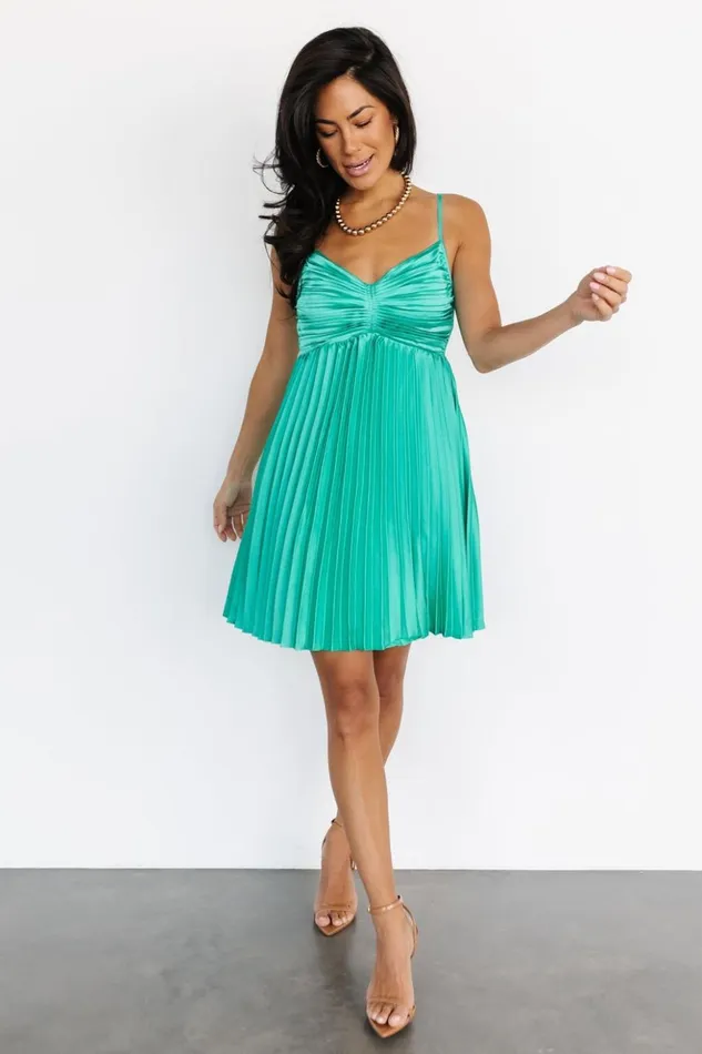 Baltic Born Short Dresses Balboa Pleated Mini Dress Green 8211 Women Baltic Born Short Dresses Balboa Pleated Mini Dress Green 8211 Women