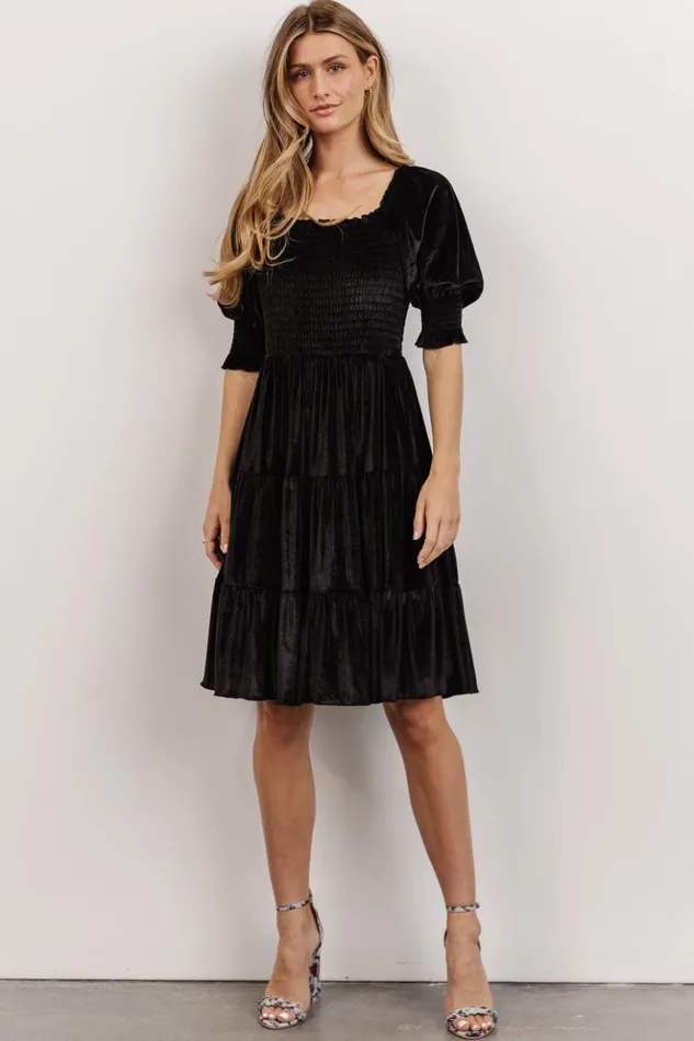 Baltic Born Short Dresses Bliss Smocked Velvet Short Dress Black 8211 Women Baltic Born Short Dresses Bliss Smocked Velvet Short Dress Black 8211 Women