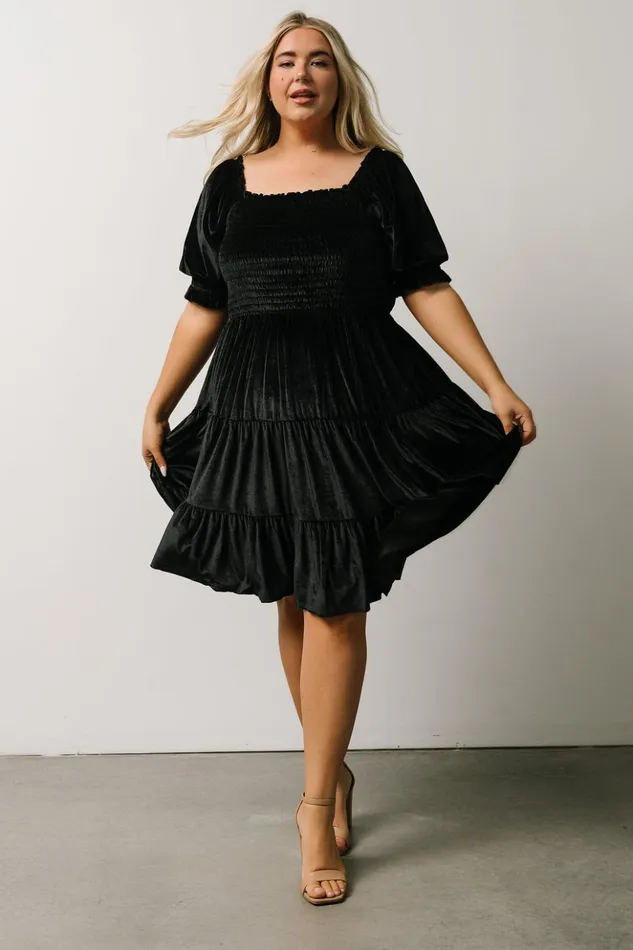Baltic Born Short Dresses Bliss Smocked Velvet Short Dress Black 8211 Women Baltic Born Short Dresses Bliss Smocked Velvet Short Dress Black 8211 Women