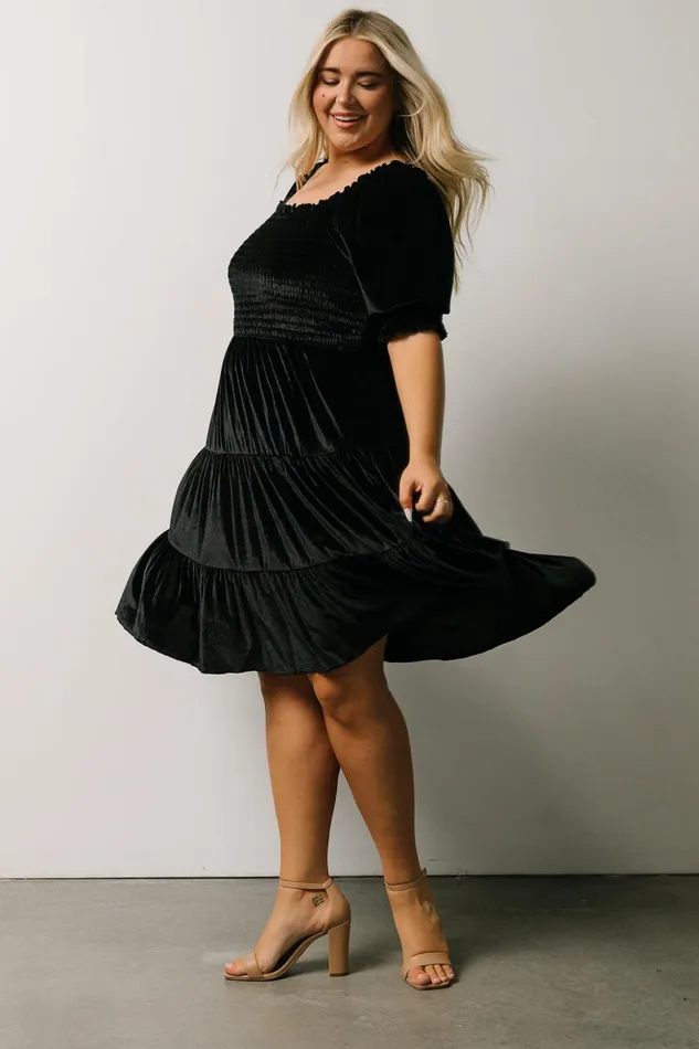 Baltic Born Short Dresses Bliss Smocked Velvet Short Dress Black 8211 Women Baltic Born Short Dresses Bliss Smocked Velvet Short Dress Black 8211 Women