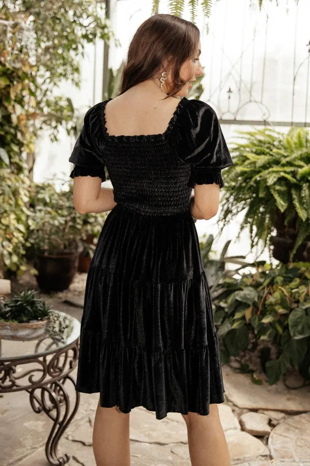 Baltic Born Short Dresses Bliss Smocked Velvet Short Dress Black 8211 Women Baltic Born Short Dresses Bliss Smocked Velvet Short Dress Black 8211 Women