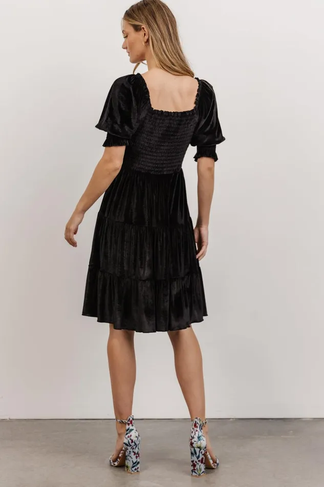 Baltic Born Short Dresses Bliss Smocked Velvet Short Dress Black 8211 Women Baltic Born Short Dresses Bliss Smocked Velvet Short Dress Black 8211 Women