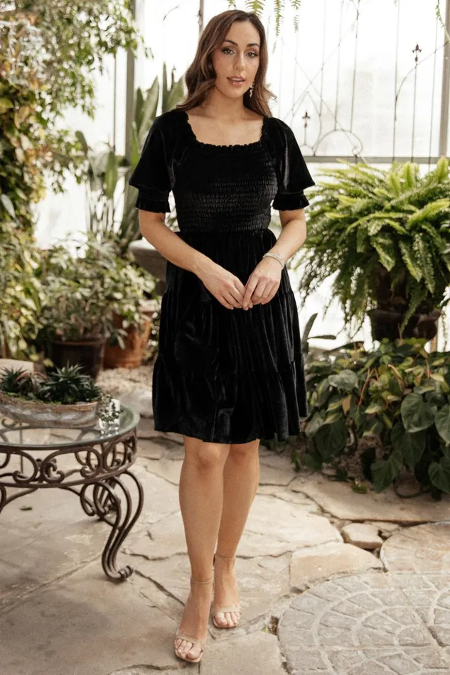 Baltic Born Short Dresses Bliss Smocked Velvet Short Dress Black 8211 Women Baltic Born Short Dresses Bliss Smocked Velvet Short Dress Black 8211 Women