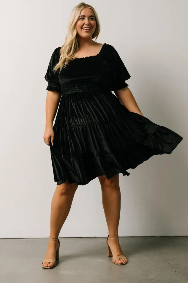 Baltic Born Short Dresses Bliss Smocked Velvet Short Dress Black 8211 Women Baltic Born Short Dresses Bliss Smocked Velvet Short Dress Black 8211 Women