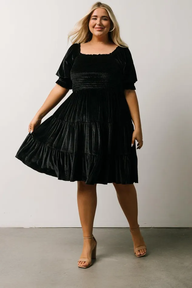Baltic Born Short Dresses Bliss Smocked Velvet Short Dress Black 8211 Women Baltic Born Short Dresses Bliss Smocked Velvet Short Dress Black 8211 Women