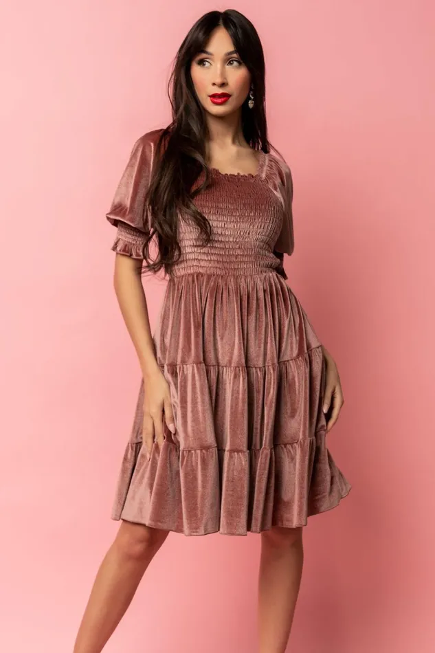 Baltic Born Short Dresses Bliss Smocked Velvet Short Dress Vintage Rose 8211 Women Baltic Born Short Dresses Bliss Smocked Velvet Short Dress Vintage Rose 8211 Women