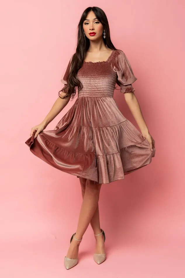 Baltic Born Short Dresses Bliss Smocked Velvet Short Dress Vintage Rose 8211 Women Baltic Born Short Dresses Bliss Smocked Velvet Short Dress Vintage Rose 8211 Women