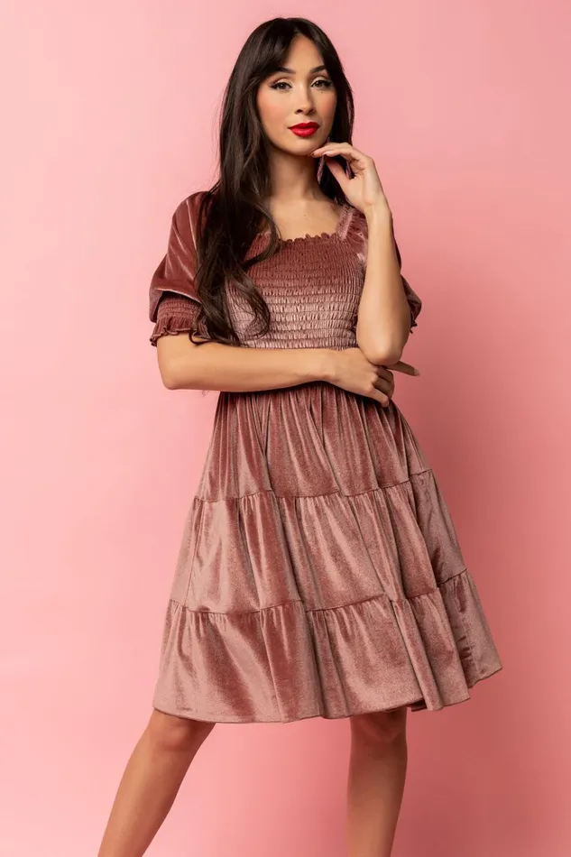 Baltic Born Short Dresses Bliss Smocked Velvet Short Dress Vintage Rose 8211 Women Baltic Born Short Dresses Bliss Smocked Velvet Short Dress Vintage Rose 8211 Women