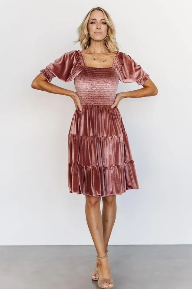 Baltic Born Short Dresses Bliss Smocked Velvet Short Dress Vintage Rose 8211 Women Baltic Born Short Dresses Bliss Smocked Velvet Short Dress Vintage Rose 8211 Women