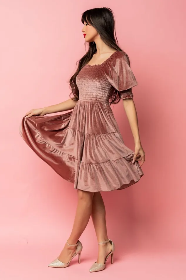 Baltic Born Short Dresses Bliss Smocked Velvet Short Dress Vintage Rose 8211 Women Baltic Born Short Dresses Bliss Smocked Velvet Short Dress Vintage Rose 8211 Women