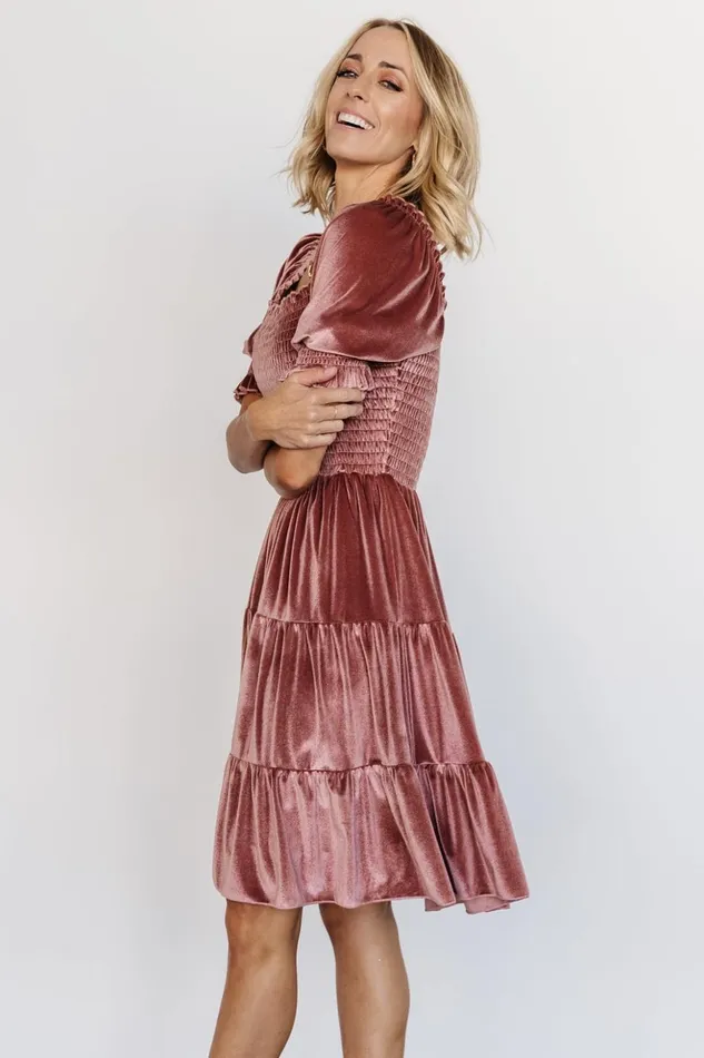 Baltic Born Short Dresses Bliss Smocked Velvet Short Dress Vintage Rose 8211 Women Baltic Born Short Dresses Bliss Smocked Velvet Short Dress Vintage Rose 8211 Women