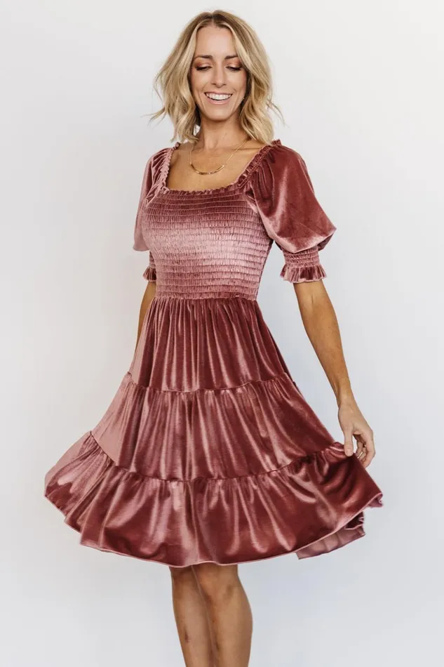 Baltic Born Short Dresses Bliss Smocked Velvet Short Dress Vintage Rose 8211 Women Baltic Born Short Dresses Bliss Smocked Velvet Short Dress Vintage Rose 8211 Women