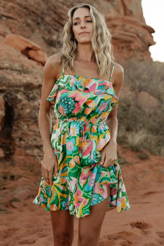 Baltic Born Short Dresses Braiden Short Dress Green Multi Floral 8211 Women Baltic Born Short Dresses Braiden Short Dress Green Multi Floral 8211 Women