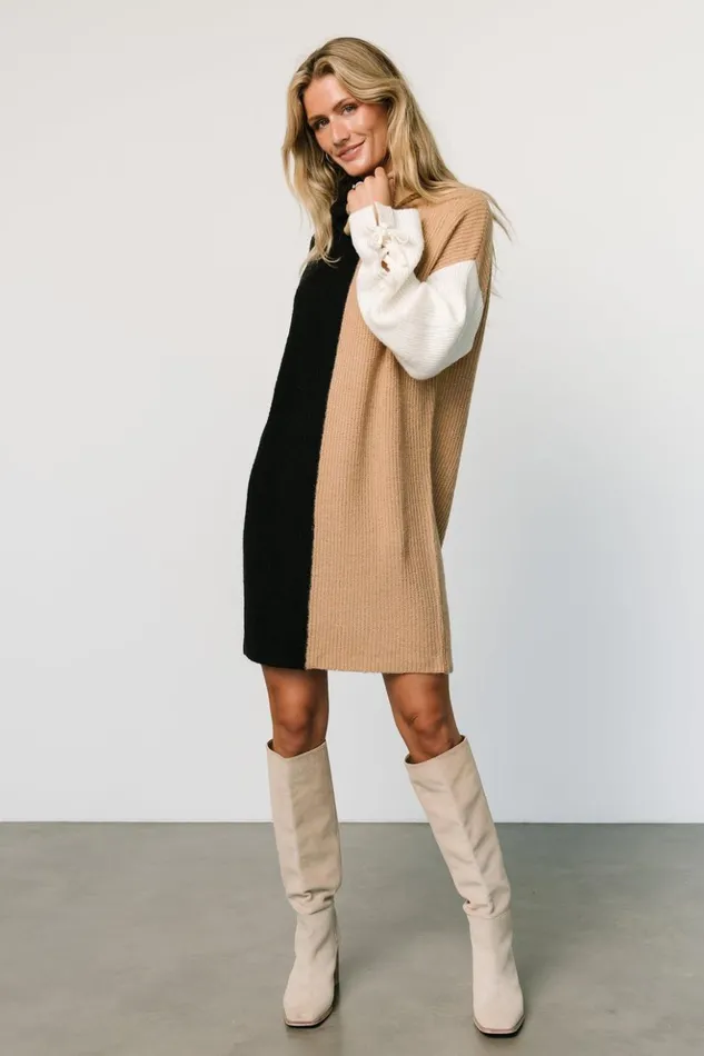 Baltic Born Short Dresses Connie Turtleneck Sweater Mini Dress Black Multi 8211 Women Baltic Born Short Dresses Connie Turtleneck Sweater Mini Dress Black Multi 8211 Women