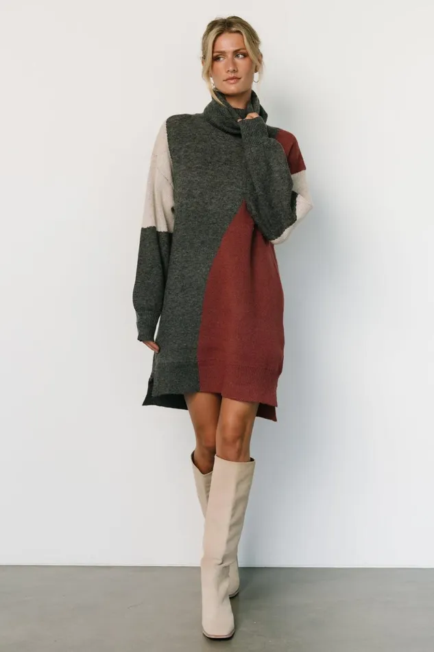 Baltic Born Short Dresses Diego Sweater Dress Charcoal Multi 8211 Women