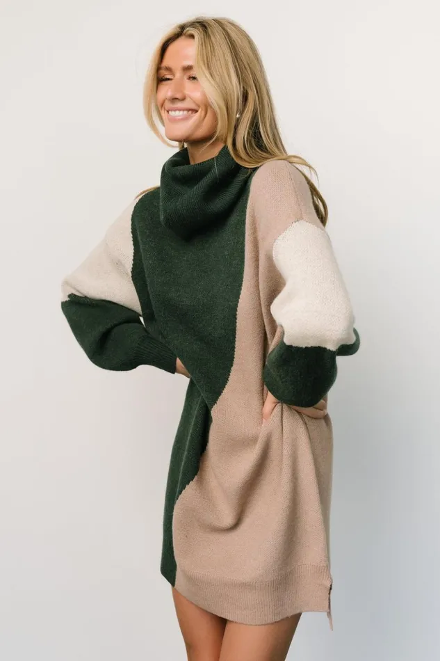 Baltic Born Short Dresses Diego Sweater Dress Hunter Green Multi 8211 Women Baltic Born Short Dresses Diego Sweater Dress Hunter Green Multi 8211 Women