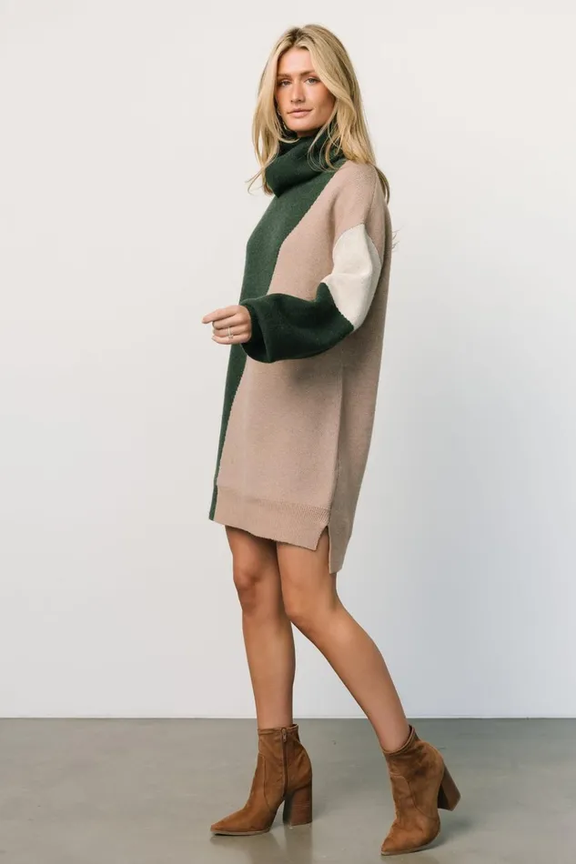 Baltic Born Short Dresses Diego Sweater Dress Hunter Green Multi 8211 Women Baltic Born Short Dresses Diego Sweater Dress Hunter Green Multi 8211 Women