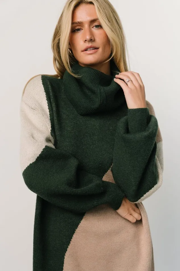 Baltic Born Short Dresses Diego Sweater Dress Hunter Green Multi 8211 Women Baltic Born Short Dresses Diego Sweater Dress Hunter Green Multi 8211 Women