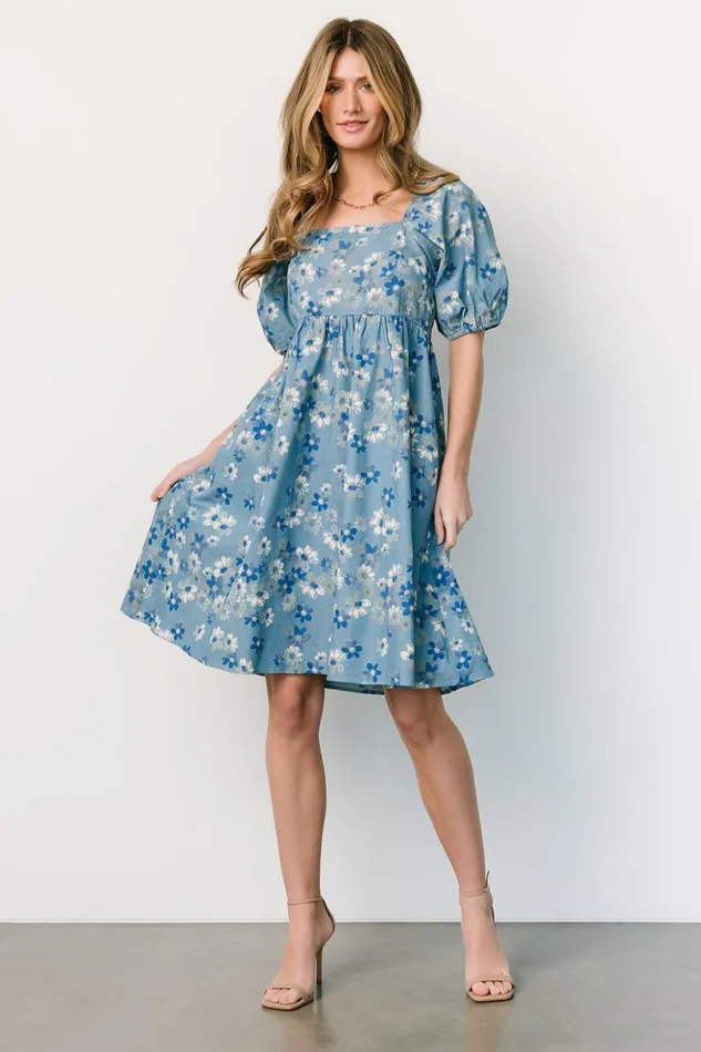 Baltic Born Short Dresses Dorothea Midi Dress Denim Floral 8211 Women Baltic Born Short Dresses Dorothea Midi Dress Denim Floral 8211 Women