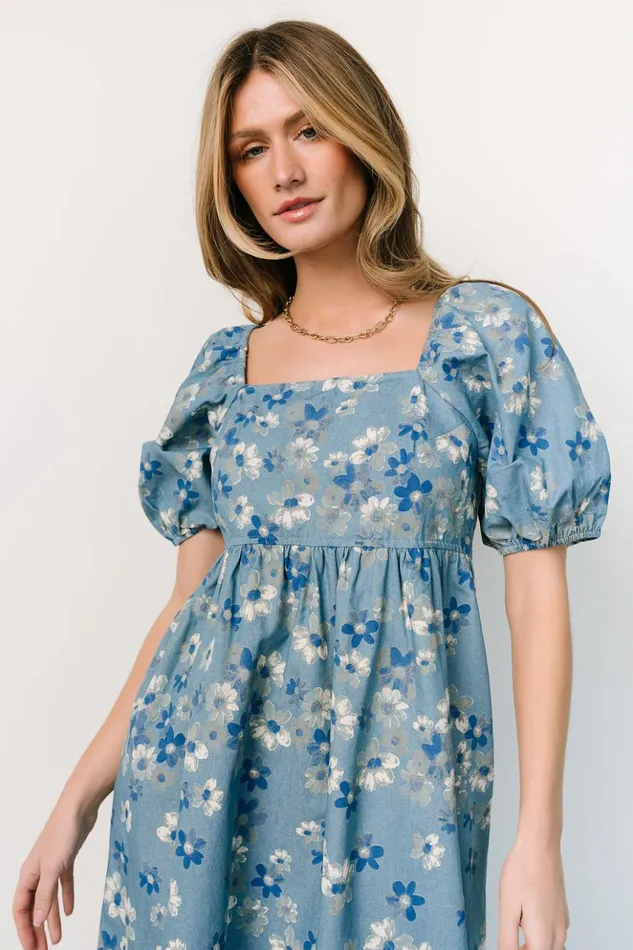 Baltic Born Short Dresses Dorothea Midi Dress Denim Floral 8211 Women Baltic Born Short Dresses Dorothea Midi Dress Denim Floral 8211 Women