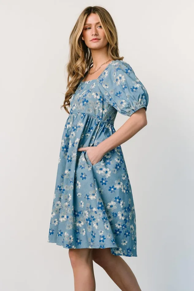 Baltic Born Short Dresses Dorothea Midi Dress Denim Floral 8211 Women Baltic Born Short Dresses Dorothea Midi Dress Denim Floral 8211 Women
