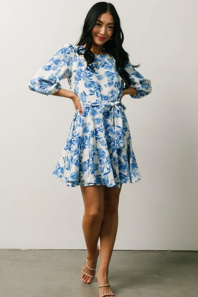 Baltic Born Short Dresses Elena Mini Dress French Blue Floral 8211 Women