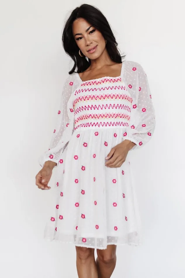 Baltic Born Short Dresses Fresca Embroidered Short Dress White Multi 8211 Women Baltic Born Short Dresses Fresca Embroidered Short Dress White Multi 8211 Women