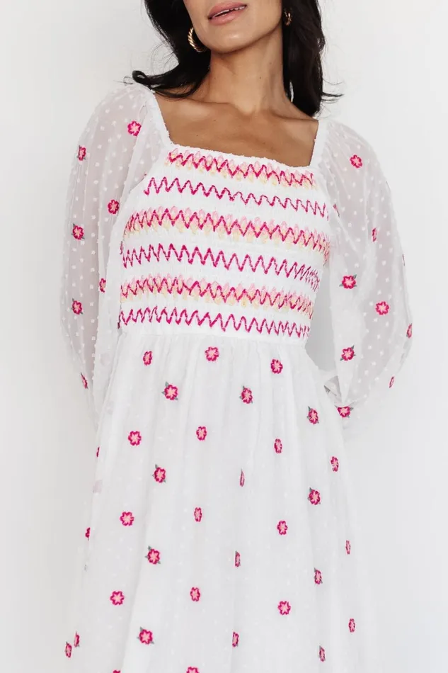 Baltic Born Short Dresses Fresca Embroidered Short Dress White Multi 8211 Women Baltic Born Short Dresses Fresca Embroidered Short Dress White Multi 8211 Women