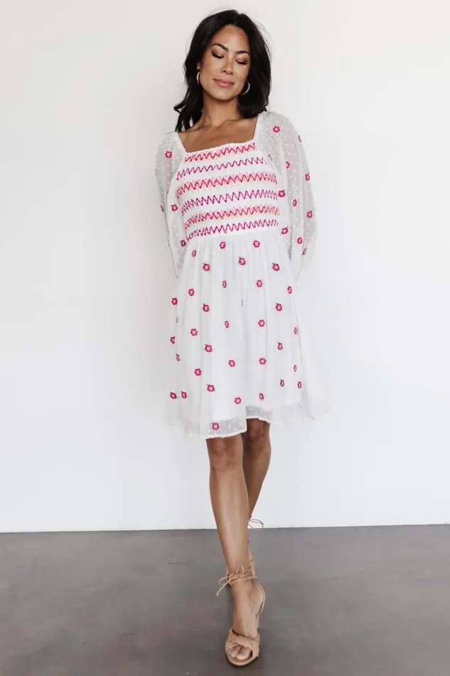 Baltic Born Short Dresses Fresca Embroidered Short Dress White Multi 8211 Women Baltic Born Short Dresses Fresca Embroidered Short Dress White Multi 8211 Women
