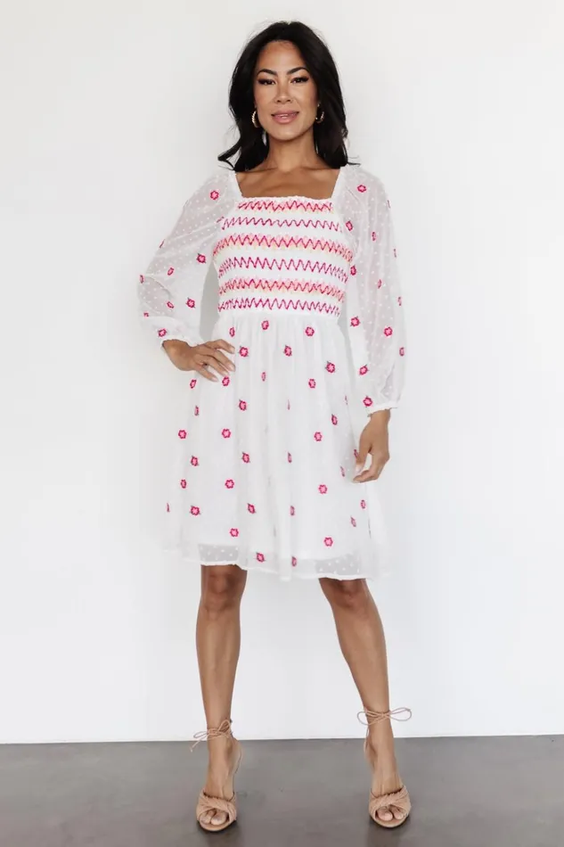 Baltic Born Short Dresses Fresca Embroidered Short Dress White Multi 8211 Women Baltic Born Short Dresses Fresca Embroidered Short Dress White Multi 8211 Women