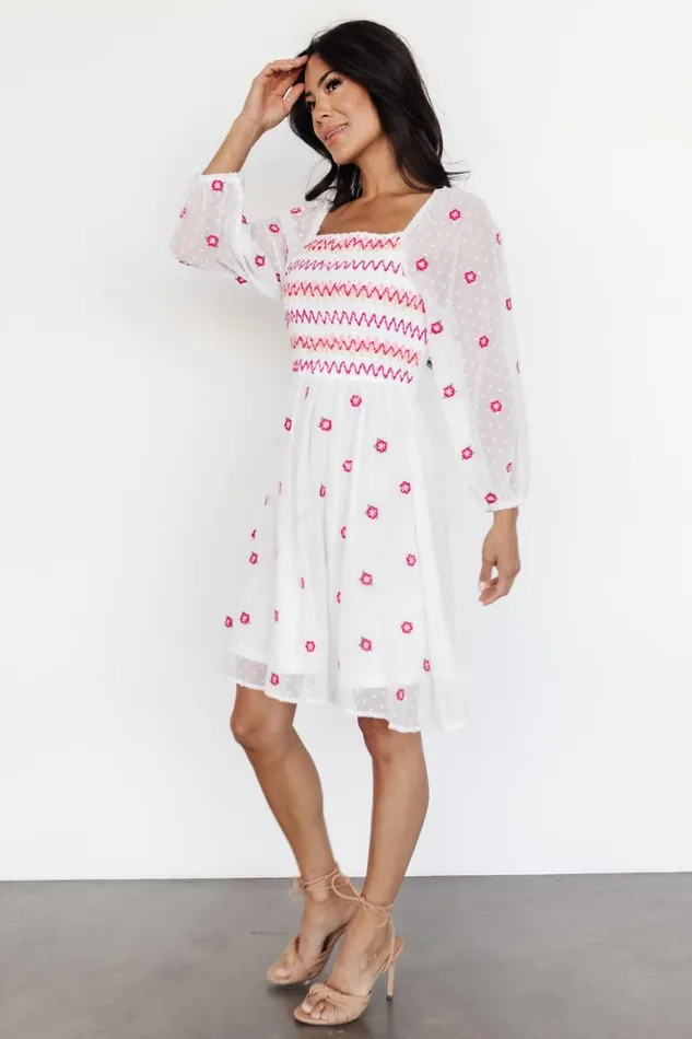 Baltic Born Short Dresses Fresca Embroidered Short Dress White Multi 8211 Women Baltic Born Short Dresses Fresca Embroidered Short Dress White Multi 8211 Women