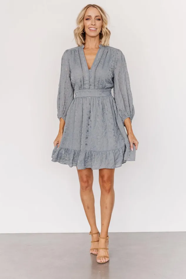Baltic Born Short Dresses Harmony Embossed Dress Dusty Blue 8211 Women