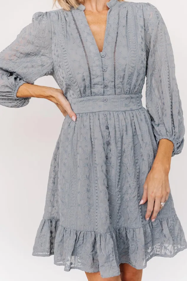 Baltic Born Short Dresses Harmony Embossed Dress Dusty Blue 8211 Women Baltic Born Short Dresses Harmony Embossed Dress Dusty Blue 8211 Women