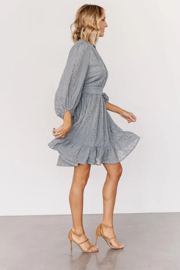 Baltic Born Short Dresses Harmony Embossed Dress Dusty Blue 8211 Women Baltic Born Short Dresses Harmony Embossed Dress Dusty Blue 8211 Women