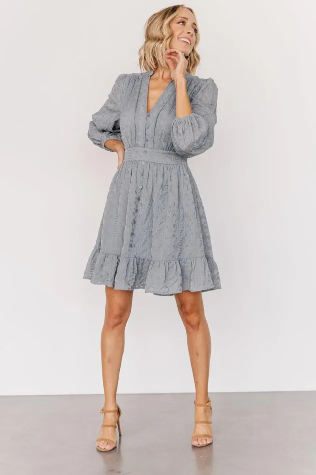 Baltic Born Short Dresses Harmony Embossed Dress Dusty Blue 8211 Women Baltic Born Short Dresses Harmony Embossed Dress Dusty Blue 8211 Women