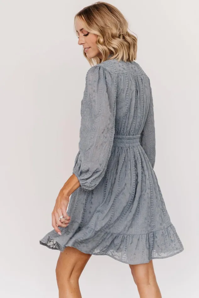 Baltic Born Short Dresses Harmony Embossed Dress Dusty Blue 8211 Women Baltic Born Short Dresses Harmony Embossed Dress Dusty Blue 8211 Women