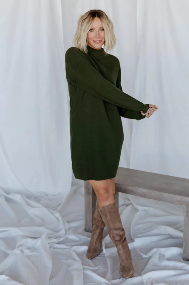 Baltic Born Short Dresses Jennings Sweater Dress Deep Olive 8211 Women