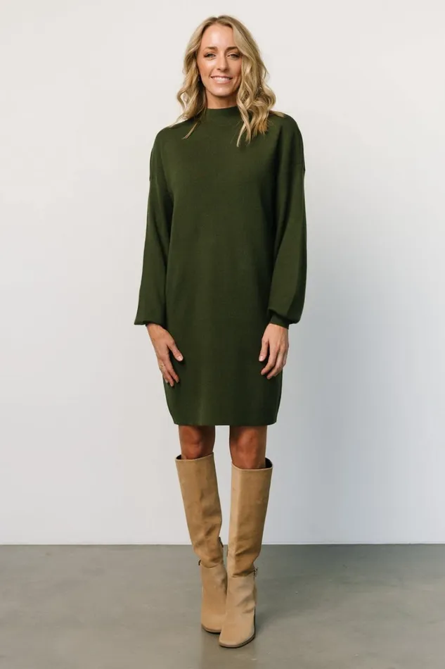Baltic Born Short Dresses Jennings Sweater Dress Deep Olive 8211 Women Baltic Born Short Dresses Jennings Sweater Dress Deep Olive 8211 Women